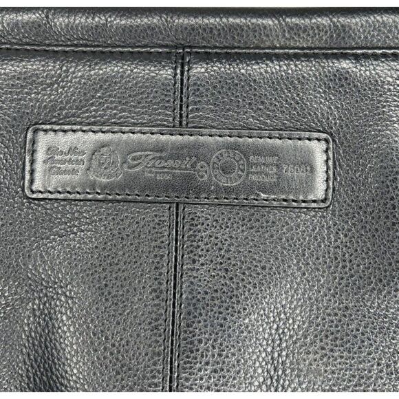 Fossil 1954 Pebbled Black Leather Crossbody Purse Shoulder Bag 75082 With Key 9" - Picture 4 of 9